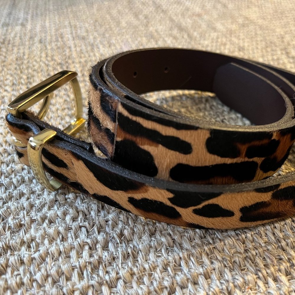J.Crew XS Calf hair belt in leopard NWT